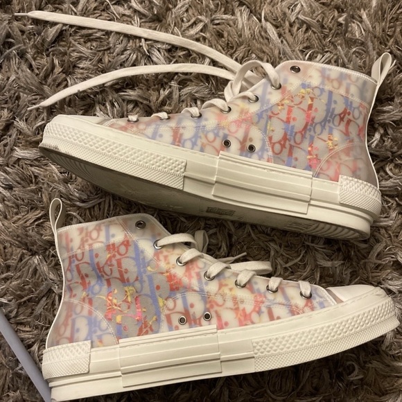 Dior B23 Mens High Top Multicolored Monogram Sneakers Kicks Shoes - Picture 2 of 13